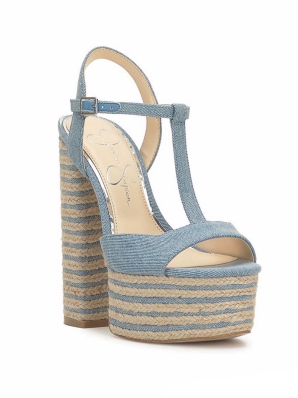 Jessica Simpson Blue Denim Ameeka Platform Sandal High Heel Shoe Size 10 NEW